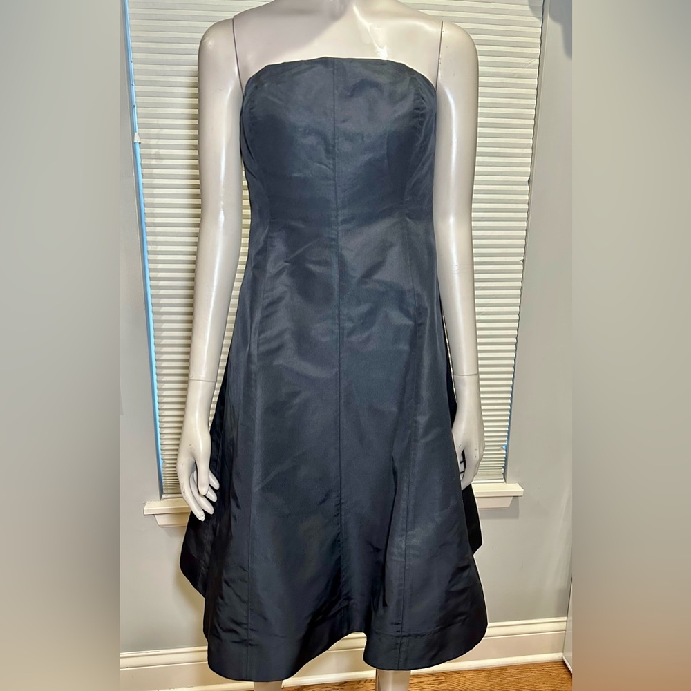 J.Crew Green Label Strapless A-Line Silk Dress Black Lined Button Back Size P4